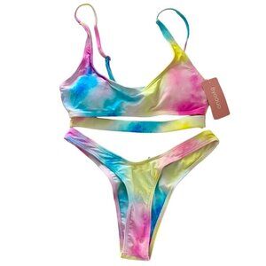 Byoauo Bikini Cutout Top Cheeky Thong Bathing Suit Swimsuit Small NEW NWT